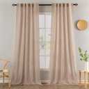 MIULEE Natural Beige Linen Curtains 108 Inches Long 2 Panels for Bedroom Living Room, Soft Linen Textured Window Drapes Semi Sheer Light Filtering Back Tab Rod Pocket Farmhouse Burlap Look Decor
