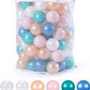Ball Pit Balls Pack of 100 200 500 - Star and Round Set BPA Free Phthalate Free Non-Toxic Crush Proof Play Balls Soft Plastic Balls for Toddlers Baby Kids Birthday Pool Tent Party (100 Balls - Pearl 6 Colors)