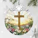 3 x Stained Glass Ornament, Cross Christmas Decorations, Christmas Ornaments for Tree, Holiday Ornament, Cross Gifts, Holiday Party Gifts, Gift Ideas & Xmas Gift