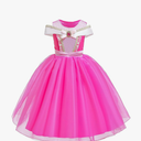 MYRISAM Girls Fancy Princess Sleeping Beauty Birthday Dress Halloween Costume Cosplay Party Dress Up Outfit w/Accessories, Hot Pink , 3-4T