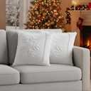Newwiee Christmas Throw Pillow Covers 18x18 Inch Set of 2 Snowflake Pillow Cases Soft Plush Faux Fur Couch Cushion Case for Chair Sofa Bedroom Living Room Home Decor (White)