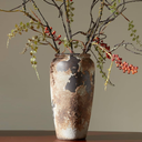 Smiletag Rustic Vase for Home Decor, Farmhouse Terracotta Vases, Stone Vases, Large Vases for Living Room Decor, Rustic Flower Vase Decoration for Living Room 2 Pack Size L&M