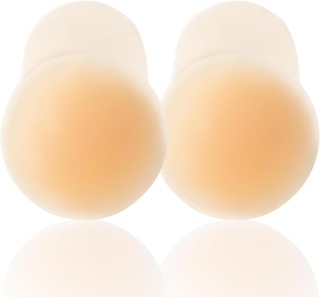 UIMERO 2025 Nipple Covers for Women with Lift, Added Lift Adhesive Silicone Nipple Pasties, Reusable Sticky Bra Breast Covers