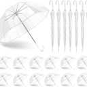 GEWURIZXY 20 Pcs Clear Umbrella Wedding Bulk 47 Inch Large Dome Rain Windproof Stick Umbrellas for Weddings Prom Graduation and Outdoor Events(White Handle) (Clear, 82CM 20PCS)