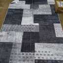 Modern Geometric Patchwork Indoor Area Rug for Living Room, Charcoal 5'x 7' Large Rug Rockwood Collection Hardwood Floors Decor for Bedroom, Grey Throw Carpet for Office Entryway Dining Room