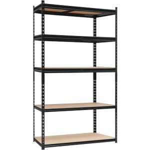 5-Tier Adjustable Metal Storage Shelving Unit, 2000LBS Capacity Storage Shelves Rack Standing Units for Kitchen, Closet, Laundry & Bathroom, 30" W x 12" D x 60" H, Garage Shelves, Black