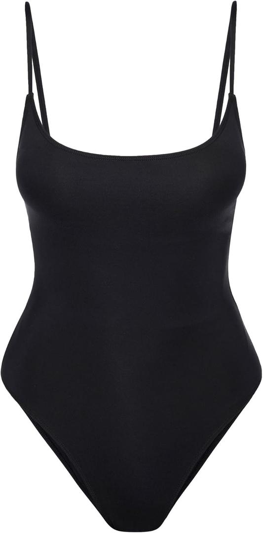 Narecte Sexy One Piece Bathing Suit for Women Tummy Control High Cut One Piece Swimsuit Womens Swim Suit (Black, S)