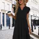 Summer Dresses for Women 2026 Elegant Classy Casual Plus Size Spring Midi Fashion Dress S-XXL (Black)