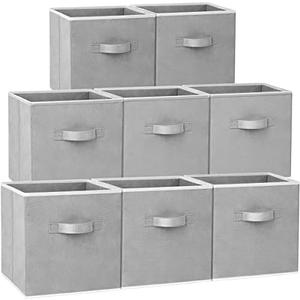 Criusia Large Storage Cubes - 13 Inch Heavy Duty Fabric Storage Bins for Shelves Closet, Cube Organizer - 8 Pack Collapsible Cube Storage Bins Baskets for Organizing Clothes Blankets Toys (Grey)
