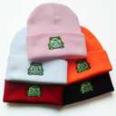 Frog Beanie Hat for Women Men Cute Winter Hat Curved Beanies (Pink)