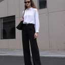 ESOFT Womens Dress Pants 27"/29"/31 Business Work Pants Wide Leg Pull On High Waisted Casual Stretchy Trousers Pockets (X-Small, Black)