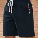 Men's Casual Cotton Shorts Drawstring 8 Inch Summer Vacation Shorts with Pockets (S-XXL) (M)