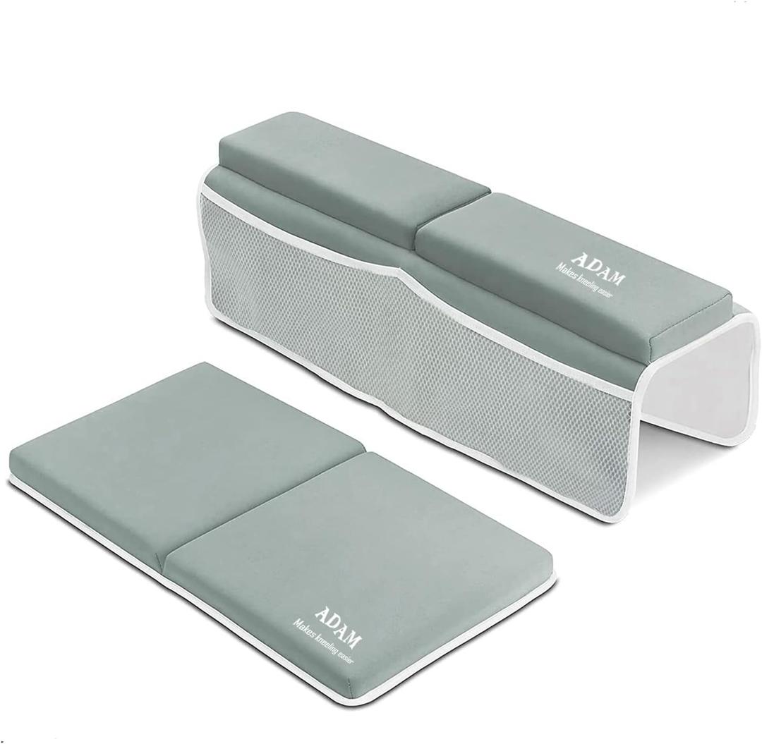 Adam Bath Kneeler and Elbow Rest Pad Set - Baby Bath Kneeling Pad with Arm Support and Pockets - Thick and Non-Slip Bathing Grey Adam Bath Kneeler and Elbow Rest Pad Set - Baby Bath Kneeling Pad with Arm Support and Pockets - Thick and Non-Slip Bathing Grey