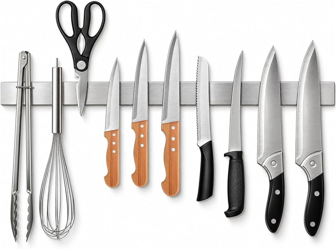 Ninonly 24 Inch Magnetic Knife Holder for Wall, Stainless Steel Wall‑Mount