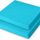 DoubleFill 2 Pcs Outdoor Ottoman Cushion 23"x19"x3" Waterproof Fade Resistant Outdoor Footstools Cushion Removable Patio Ottoman Cushions with Adjustable Fixing Strap for Stool (Lake Blue)