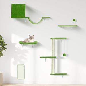 Cat Wall Shelves-Cat Wall Furniture 5 in 1 Stable & Safe, Wooden Climbing with Natural Sisal Scratching Post, with Scratching Post, Bridge and Bed,cat Scratching Board