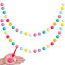 XmasExp Pastel Pom Pom Garland Decorations - Large Spring Felt Ball Garland for Mantle, Indoor Home Decor, Easter Tree Ornaments, Kids Room and Party Hanging Decor,13 Ft. (1.57")