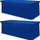 Smiry Spandex Tablecloth 2 Pack, Elastic Fitted Stretch Tablecloth for 6FT Rectangle Tables, Waterproof Washable Table Cover Skirt for Outdoor, Wedding, Banquet & Parties (Blue, 72Lx30Wx30H Inch)