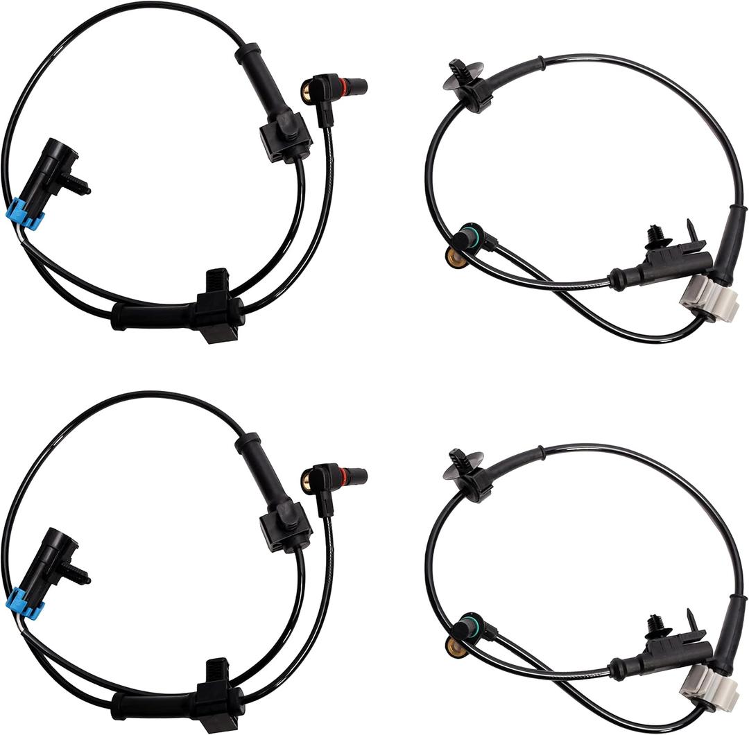 Front and Rear Left & Right ABS Wheel Speed Sensor 2 Pair for Chevy Silverado 1500 3500 HD, for GMC Sierra 1500 2500 HD 3500 HD 2007-2013 OE# 20938121 10384745, 15872664, 20763148