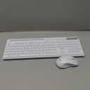 Wireless Keyboard and Mouse Combo, MARVO 2.4G Ergonomic Wireless Computer Keyboard with Phone Tablet Holder, Silent Mouse with 6 Button, Compatible with MacBook, Windows (White)