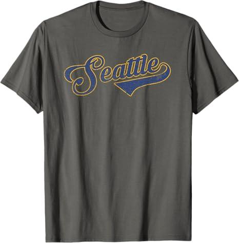 Seattle Baseball Retro Vintage City T-Shirt, Size: M