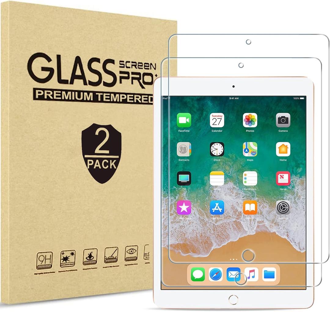 ProCase 2 Pack Screen Protector for iPad 6th/ 5th 9.7", iPad Air 2/ Air 1, iPad Pro 9.7 2016, Tempered Glass Film Guard for A1893 A1954 A1822 A1823 A1673 A1566 A1474