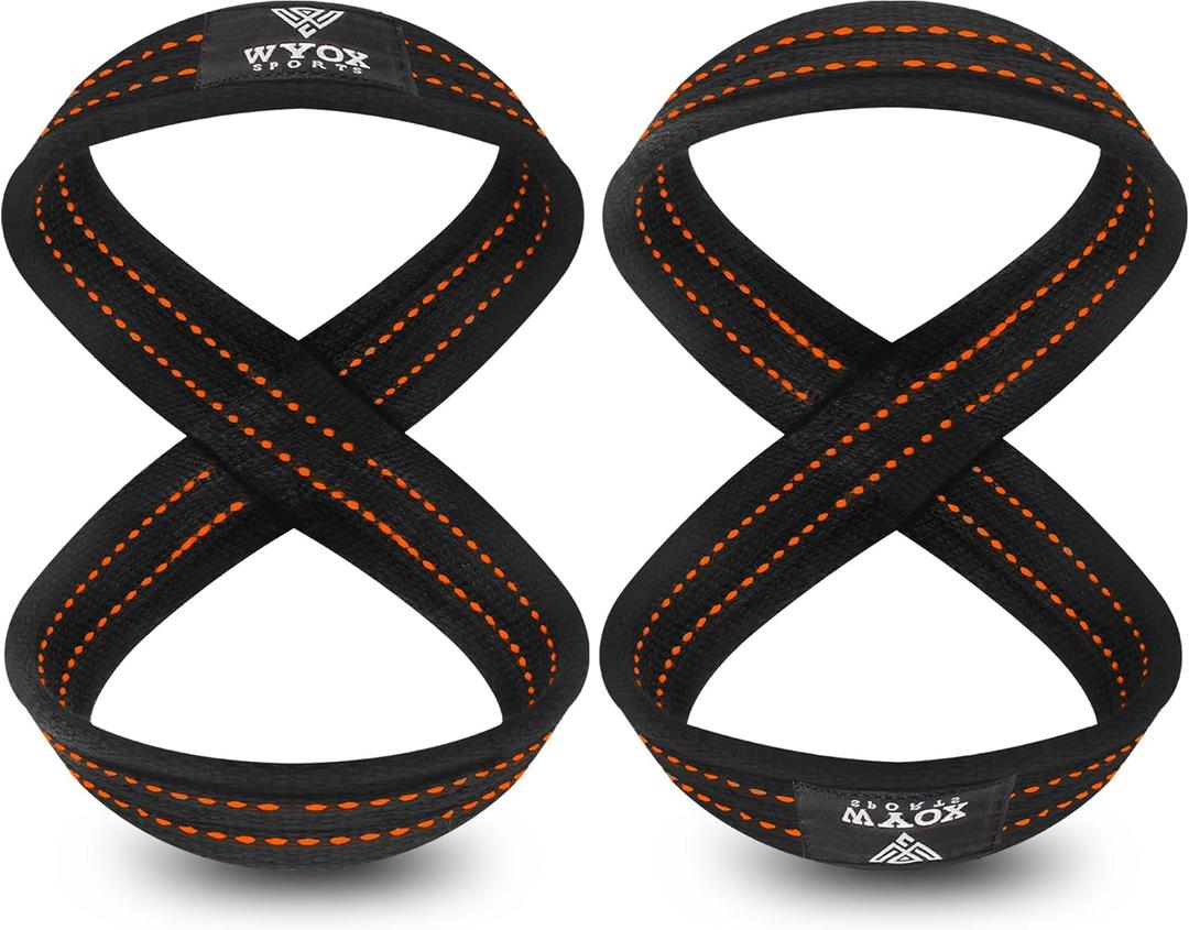 WYOX Figure 8 Lifting Wrist Straps for Weightlifting Heavy Duty Padded Neoprene Wrist Support, Powerlifting & Strength Training Lift Straps for Deadlifts, Pull Ups, Rows, Shrugs, Gym Training Hand Grip Support for Bodybuilding