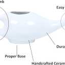 Qimacplus Leak Proof Durable Porcelain Ceramic Neti Pot Comfortable Grip with 10 Sachet Neti Salt, Lightweight neti Pot Ceramic | Natural Treatment for Sinus and Congestion 9 oz Capacity (White)