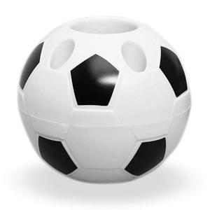 Aoerway 2 Packs Pen Rack Holder Soccer Shape Desktop Ornament for New School Season or Birthday Stylish Pencil Holder (Black-white)