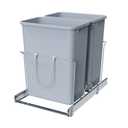 Double Pull-Out Trash Can, 35QT Under-Cabinet Kitchen Bin, Metal Frame, Grey, Fits Above 18 Opening Cabinets
