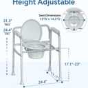 HOMLAND 3-in-1 Bedside Commode Chair with Sturdy Dual-Crossbar Support Construction, Stable Portable Commode Toilet with 7.5Qt Potty Bucket, 350 Lbs Bedside Commodes for Seniors, Silver