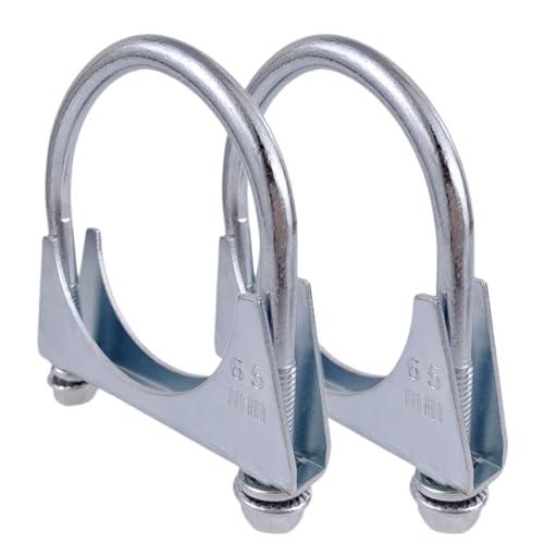 Atokrtact 2.5"Heavy Duty Exhaust U Clamps Saddle Style Muffler U-Bolt Clamp, Stainless Steel, Pack of 2 (65MM-Fit 2.5"OD Pipe)