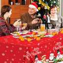 Tiamon 60 x 104 Inch Christmas Tablecloth for Rectangle Table, Fabric Washable Water Proof Table Cover Snowman Red Santa Claus Cover Decorations for Xmas Winter Holiday Dinner Party Supplies (59.8" x 83.9" (Rectangular))