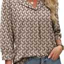 WIHOLL 3/4 Length Sleeve Womens Tops Dressy Casual Blouses Summer Spring Trendy Business Outfits Fashion Clothing (X-Large, Geometric)