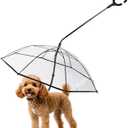 NAMSAN Clear Umbrella for Dogs Small, Doggy Umbrella Leash for Rain Walking, Small Dog Umbrella with Adjustable Leash, Self-Assembly