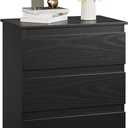 Bamjoy Black Nightstand with 3 Drawers, Beside Table with Drawers for Bedroom, Small Side Table Storage Cabinet 3 Drawer Night Stand for Home Office, 18.0W x 14.0D x 24.8H Inches