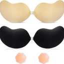 Invisible Sticky Bra Strapless Adhesive Bras Silicone Stick on Push Up Seamless Reusable Backless Bra for Women 2pack