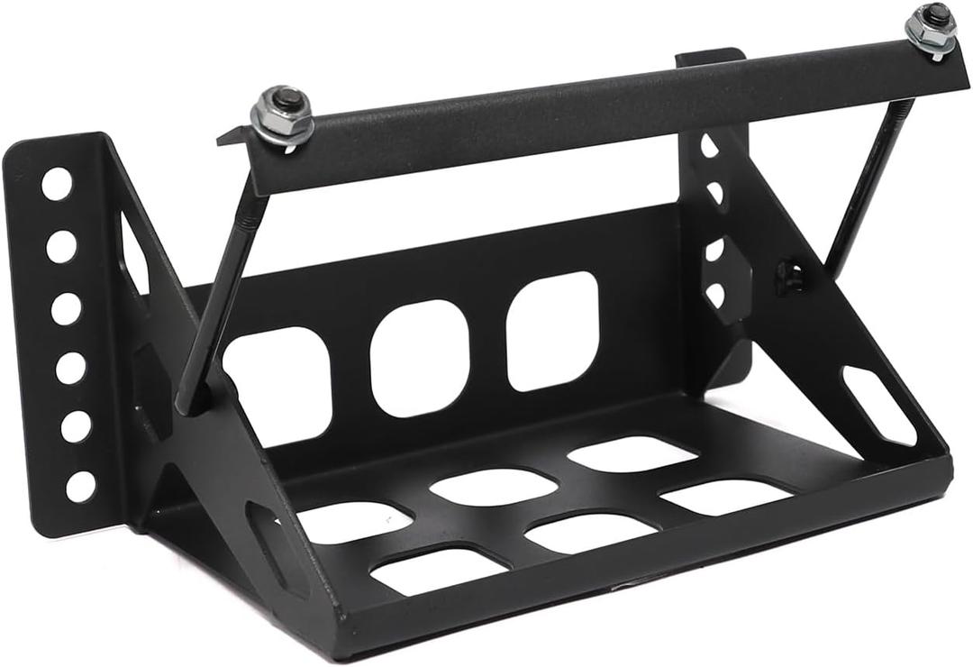 Metal Steel Battery Mounting Box Tray Bracket Easy Bolt-In Universal Battery Tray Fits up to 10.63"7.06"7.5", for Marine Boat Pickup Trucks Cars RV Trailer Black Powder Coat