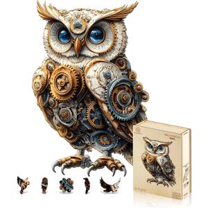Jigfoxy Wooden Puzzles for Adults, Mechanical Owl Wood Puzzles Adult, Unique Animal Shape Wooden Jigsaw Puzzles for Adults, Birthday Gifts for Puzzle Lovers, Family(S-8.5 * 5.8in-80pcs) Jigfoxy Wooden Puzzles for Adults, Mechanical Owl Wood Puzzles Adult, Unique Animal Shape Wooden Jigsaw Puzzles for Adults, Birthday Gifts for Puzzle Lovers, Family(S-8.5 * 5.8in-80pcs)
