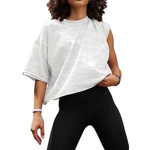 Women's Summer Short Sleeve Crop Tops Casual Basic Cotton Athletic Yoga Running T-Shirts S