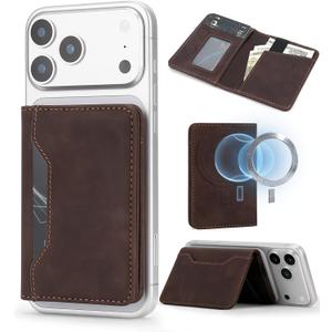 ASAPDOS For MagSafe Wallet,Magnetic Card Holder RFID Blocking Wallet with 5 Card Slots & Cash Pocket For iPhone 17/16/ 15/14/ 13/12/ Pro/Max/Plus/Air Vintage Brown