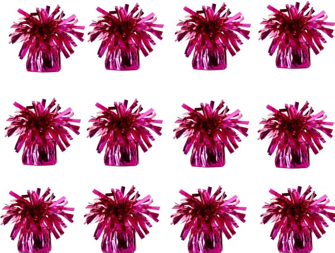 Balloon Weights, 12 Pieces, Aluminum Foil, Rose Red, Suitable for Birthday Parties, Gatherings, Weddings, Dinners and Other Occasions, Weight 0.36lb(Rose Red 12pcs)