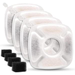 Pet Fountain Filters Compatible with 95Oz/2.8L Dog Water Fountain(4 Carbon Filters+4 Sponge Filters)