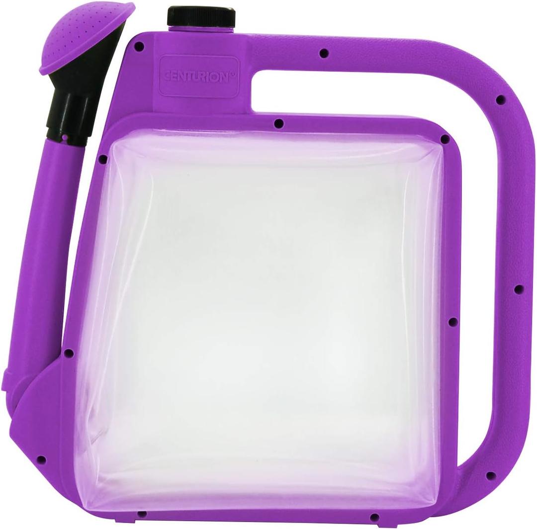 Centurion 1408 Foldable Clear Plastic Watering Can,1.5 Gal with Rotating Nozzle, Long Stem Spout, Compact Ergonomic Design with Sprinkler & Pouring System Ideal for Indoor/Outdoor Gardening - Lavender