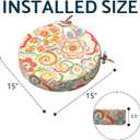 Outdoor Bistro Chair Cushions for Patio Furniture,Patio Bistro Round Foam Seat Cushion with Ties,15" D x 2.5" H,Flower Multi