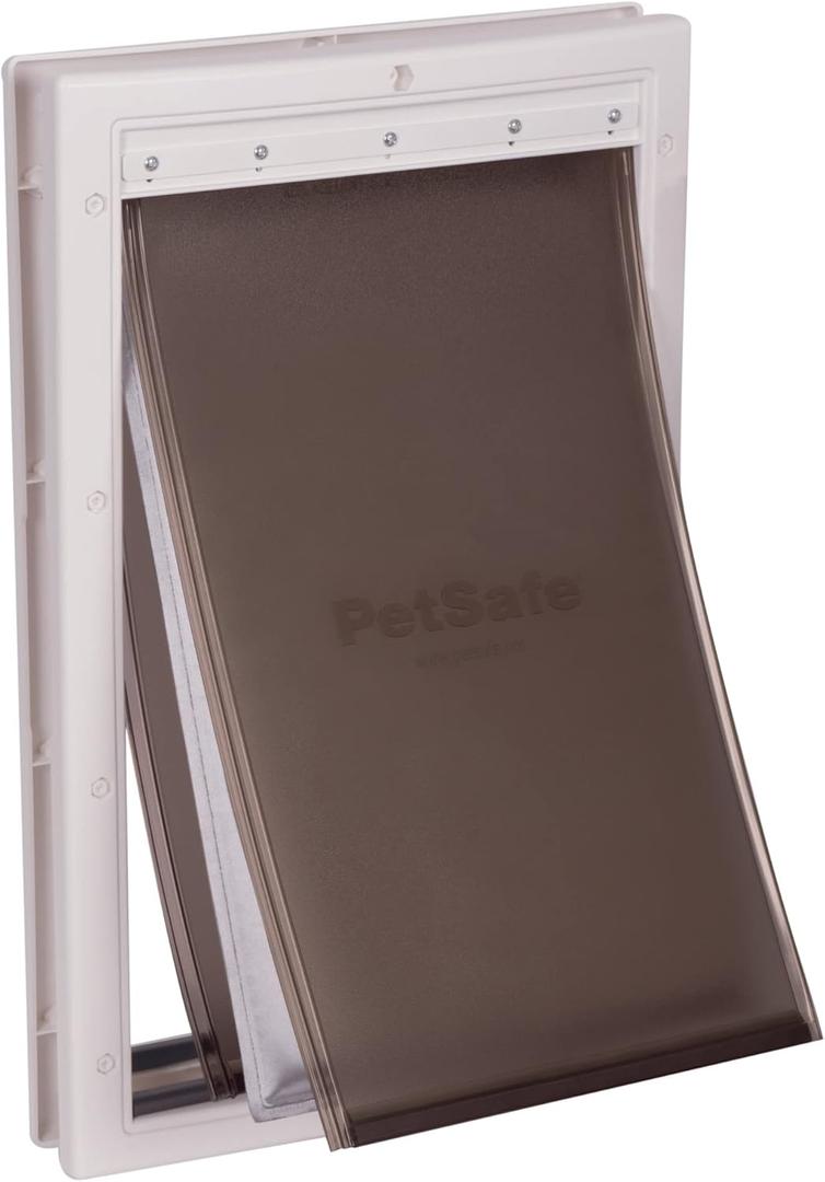 PetSafe Extreme Weather Dog Door for Exterior Door - Energy Efficient Door for Cats and Dogs Insulated Flap System, for Large Dogs up to 100 lb - Plastic Frame