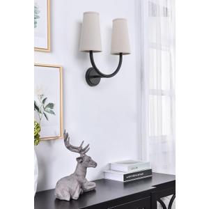 Yosoan Linen Wall Sconce Indoor Night Light Fixture, 2-Light Dual Indoor Vanity Vintage Industrial Hardwired Sconces Wall Lighting with Textile Fabric Shade Lamp for Bedroom Living Room Bedside(Black)