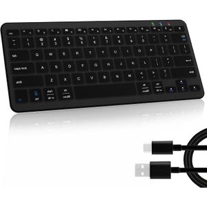 Bluetooth Keyboard, Ultra-Slim Wireless Keyboard for iPad, Rechargeable Ergonomic Computer Keyboard for iOS, Android, Windows PC Tablets Phone, Black
