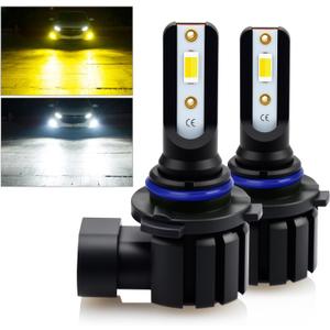 D-Lumina H10 Switchback LED Fog Light Bulbs, 8000 Lumens 40W 300% Brightness Dual Color 6000K Xenon White/3000K Golden Yellow, 9145 9140 9045 9040 LED Fog Light DRL Bulb Upgrade Replacement, Pack of 2