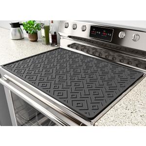 Stove Top Covers for Electric Stove  28x20 Inch Silicone Heat Resistant Cooktop Protector, Non-Slip Glass & Ceramic Stove Mat, Induction Range Cover, Spill & Scratch Guard, XL Dish Drying Mats (Black)